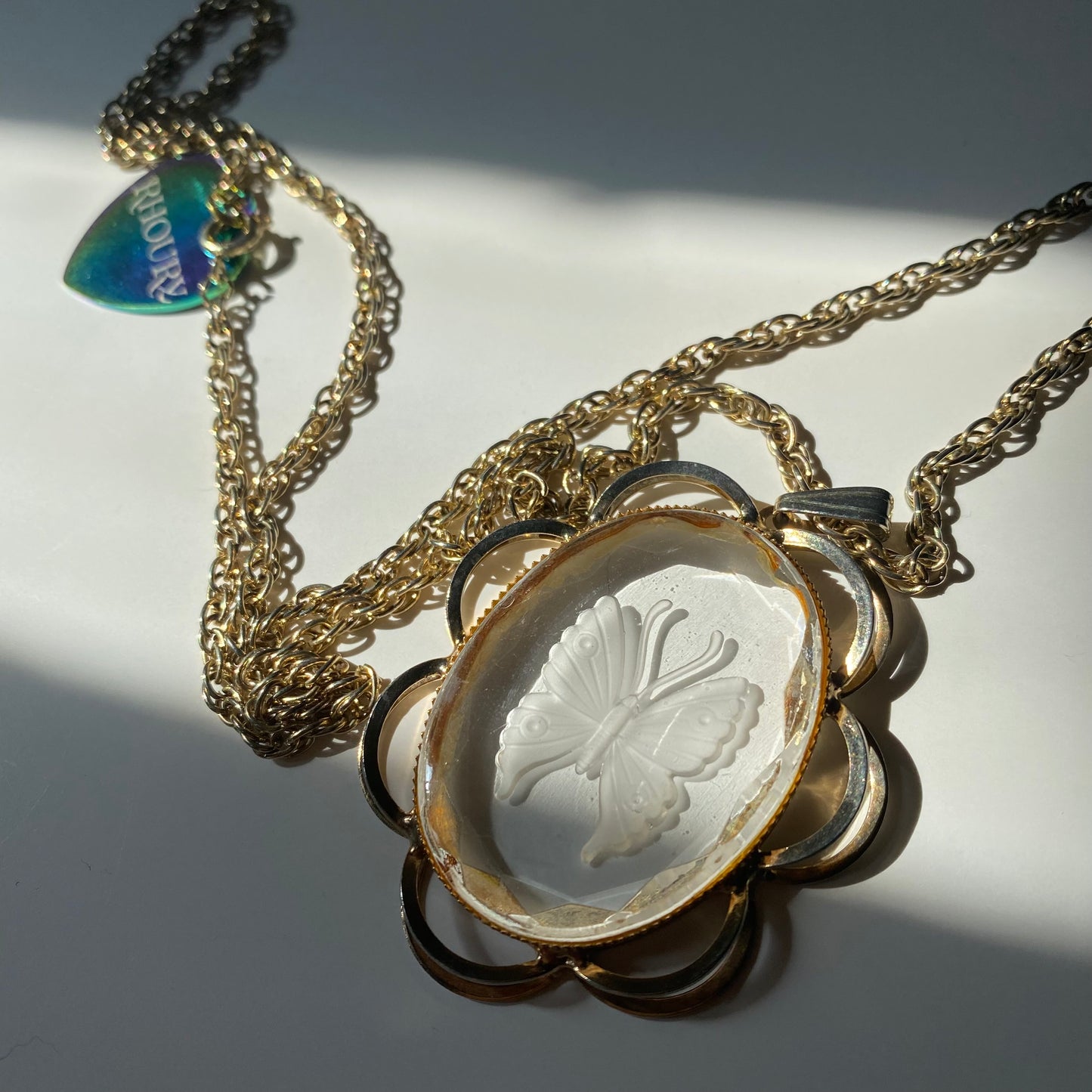 Glass Vintage Butterfly Pendant