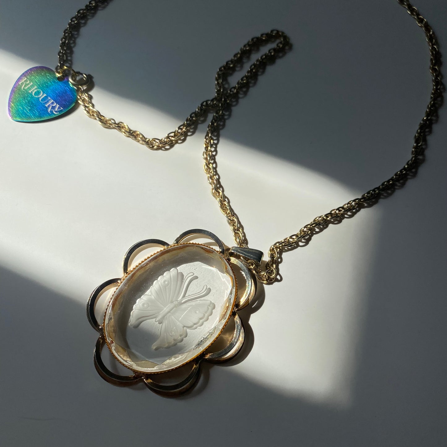 Glass Vintage Butterfly Pendant